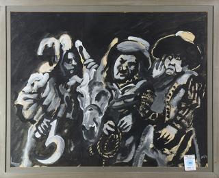 Appraisal: Painting Three Amigos with Burro Mel Hansen Three Amigos with