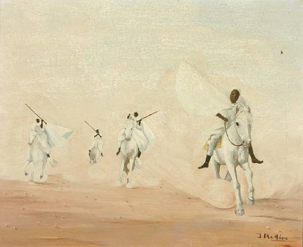 Appraisal: J Relline Arab horsemen signed 'J Relline' lower right oil