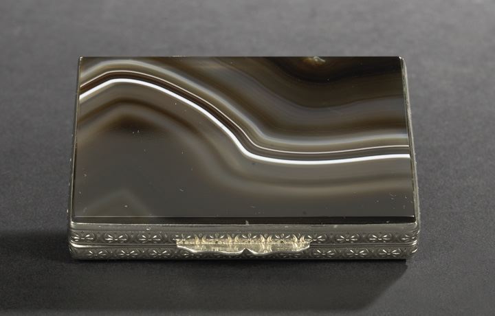 Appraisal: Dutch Banded Agate Patchbox third quarter th century the rectangular