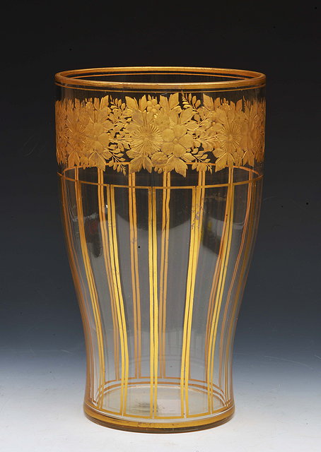 Appraisal: Moser attributed to A glass vase with enamel gilt floral