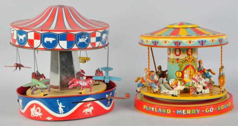 Appraisal: Lot of Tin Litho Merry-Go-Round Toys American Includes one Chein