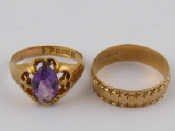 Appraisal: A carat gold amethyst ring hallmarked Chester size S gms