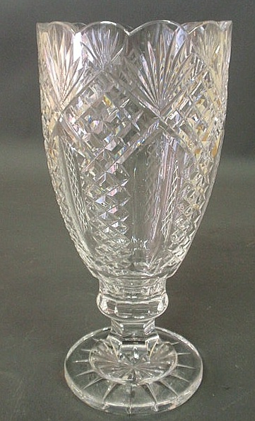 Appraisal: Fine cut crystal vase with sheaf-of-wheat decoration h