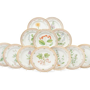 Appraisal: A Group of Twelve Royal Copenhagen Flora Danica Porcelain Dinner