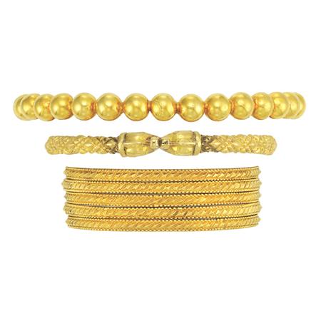 Appraisal: Seven Indian High Karat Gold Bangle Bracelets Estimate -