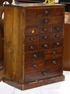 Appraisal: English style miniature apothecary cabinet having graduated drawers h x