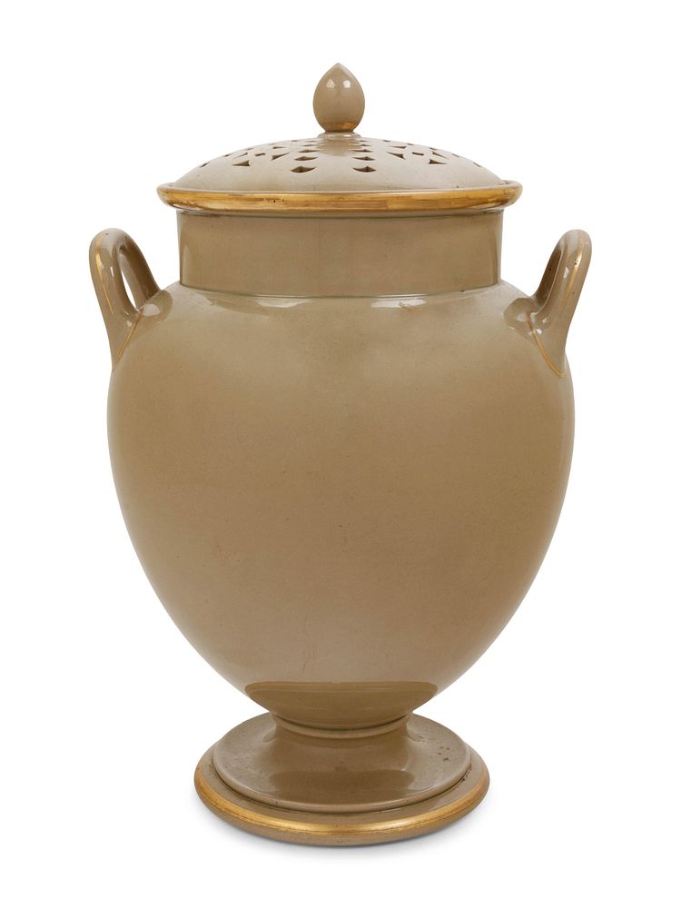 Appraisal: An English Parcel Gilt Porcelain Potpourri Jar and Pierced Cover