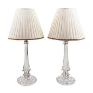 Appraisal: A Pair of Cut Glass Lamps th Century Height overall