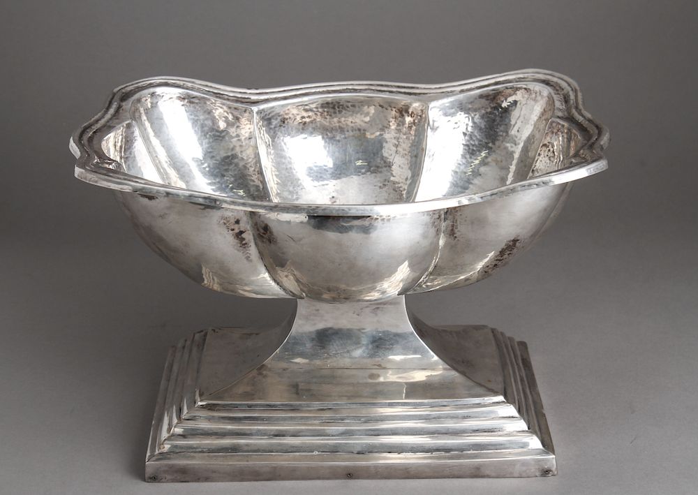 Appraisal: Continental Silver Lobed Footed Tazza Centerpiece Continental silver lobed scalloped