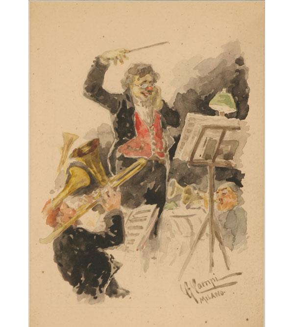 Appraisal: Giacomo Campi - lot of three watercolors with music and