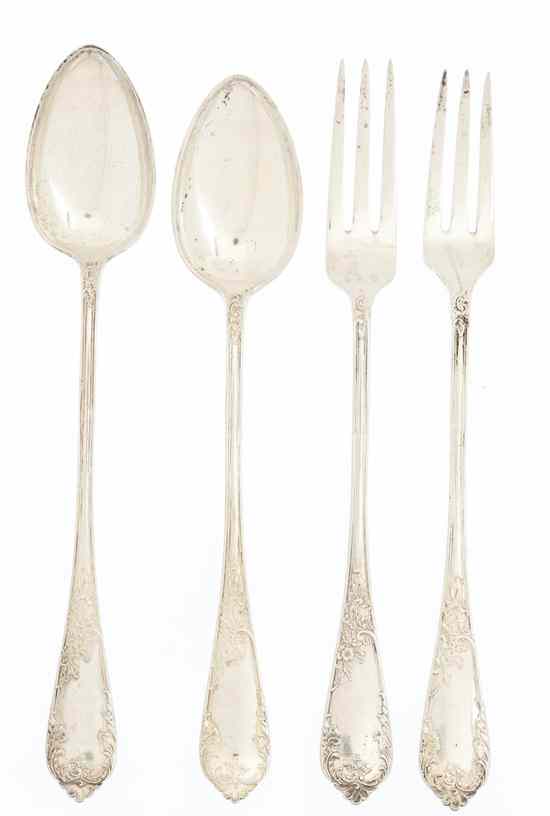 Appraisal: Two Norwegian Silver Salad Serving Sets each set comprising a