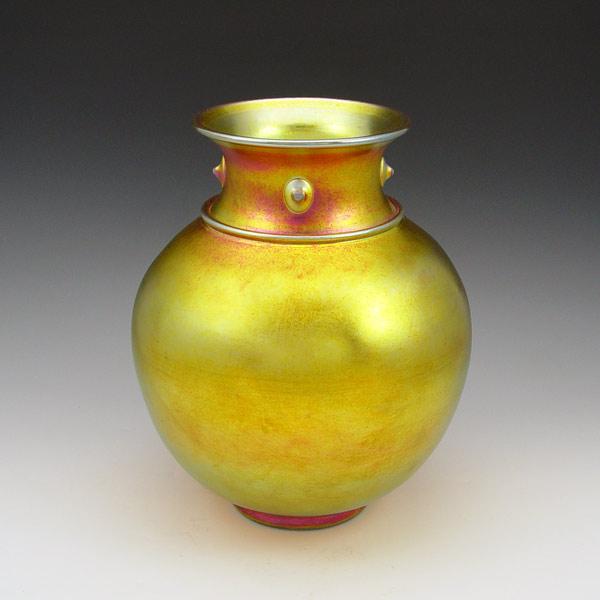 Appraisal: STEUBEN GOLD AURENE VASE '' tall gold iridescent glass shape