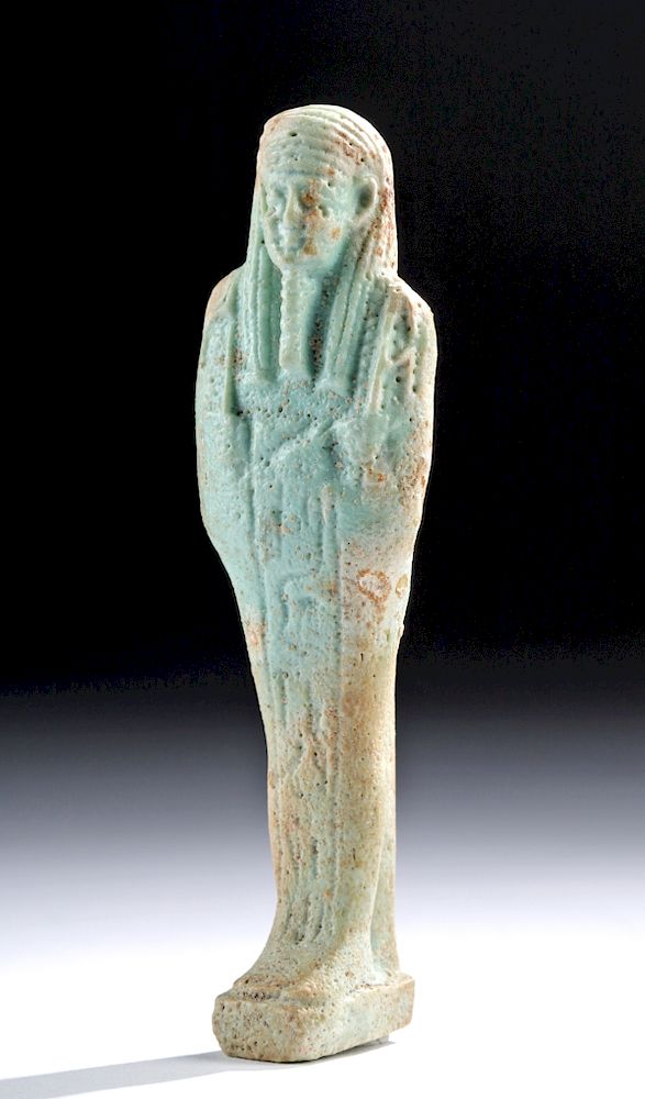 Appraisal: Egyptian Late Dynastic Glazed Faience Ushabti Originally Listed At Egypt