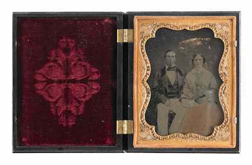 Appraisal: Daguerreotype of a young couple th c the case depicting