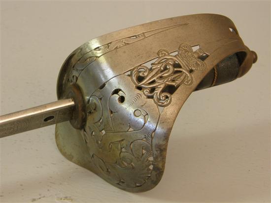 Appraisal: th century military sword with silver plated pierced hand guard