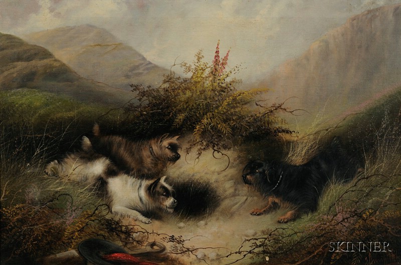 Appraisal: Attributed to Edward Armfield British - Three Terriers at the