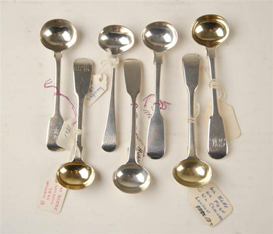 Appraisal: Seven L th E th English Sterling Salt Spoons with