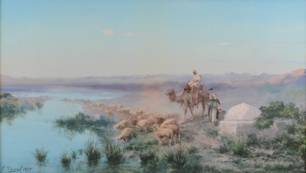 Appraisal: PASCAL Paul French - Arab Shepherds Gouache sight size ''