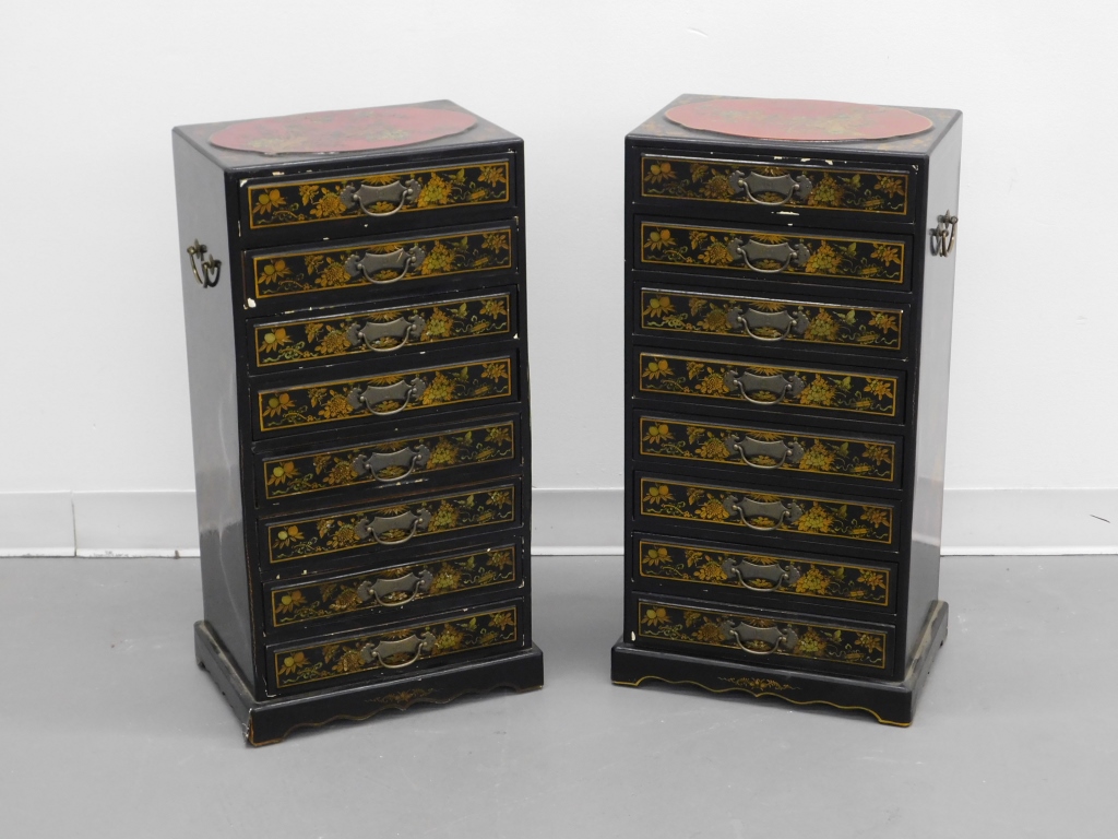 Appraisal: PR JAPANESE LACQUERED CABINETS Japan Early th CenturyRectangular cases with