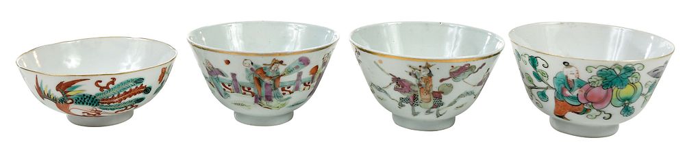 Appraisal: Four Small Chinese Enameled Porcelain Bowls all probably Qing dynasty