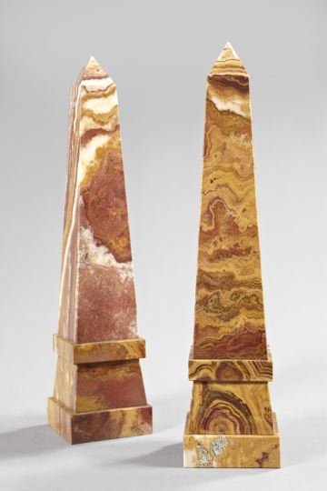 Appraisal: Pair of Italian Siena Marble Obelisks in the neoclassical style