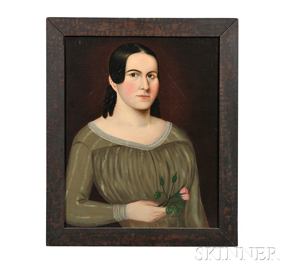 Appraisal: American School Early th Century Portrait of a Woman in