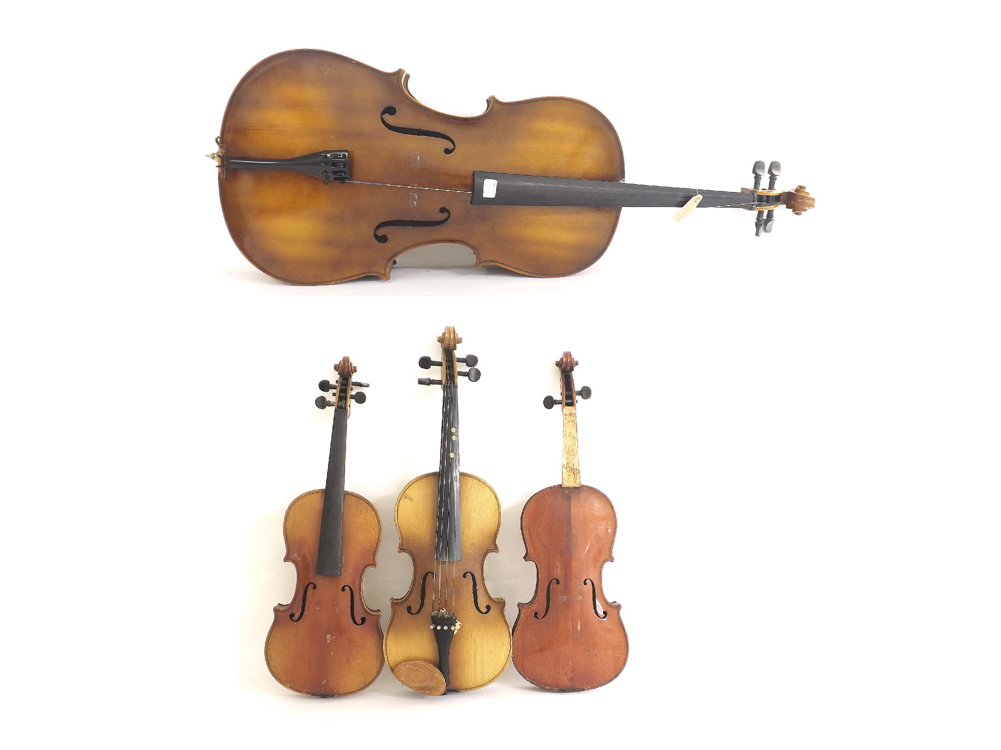 Appraisal: Hungarian full size violin two German three-quarter size violins double