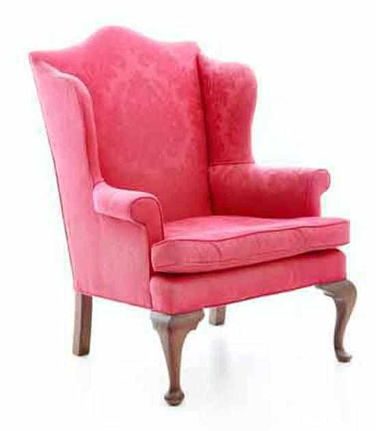 Appraisal: Queen Anne style walnut wing chair upholstered back with serpentine