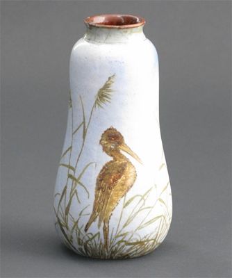 Appraisal: A Martin Brothers stoneware vase painted with birds flying and