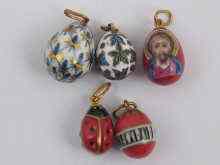 Appraisal: A cloisonne enamelled Russian miniature egg together with four other