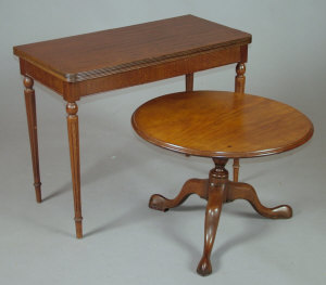 Appraisal: A mahogany foldover tea table th century the reed edged