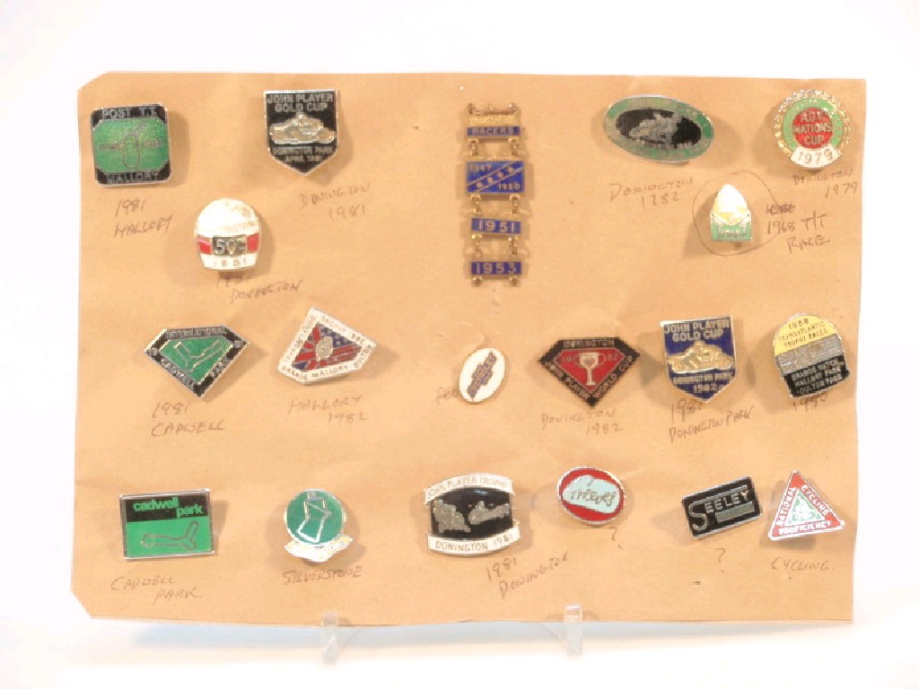 Appraisal: A selection of enamel badges for motorcycling late 's early