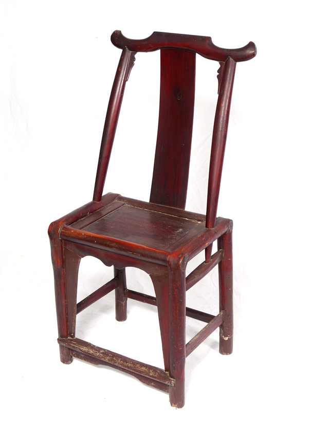 Appraisal: EARLY CHINESE YOKE BACK CHAIR Shaped back supports and splat