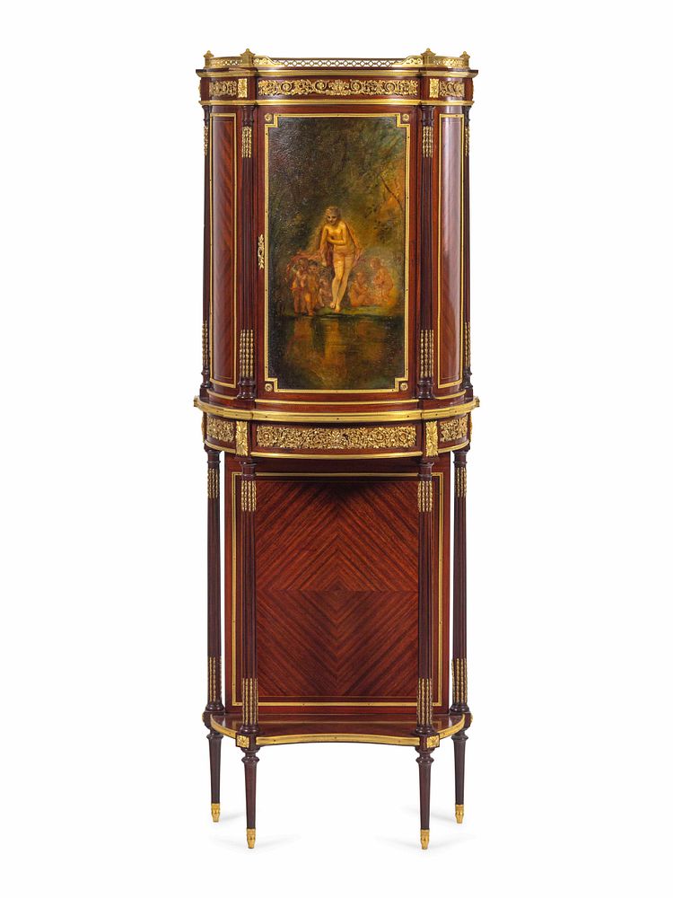 Appraisal: A Louis XVI Style Gilt Bronze Mounted Vernis Martin Cabinet