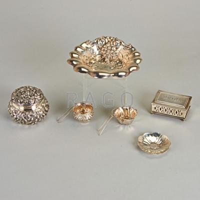 Appraisal: AMERICAN AND FOREIGN SILVER ORNAMENTAL ACCESSORIES Six pieces th and