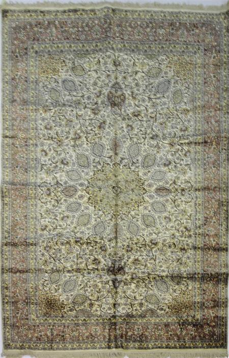 Appraisal: An Indian carpet modern of Ardebil design the cream field