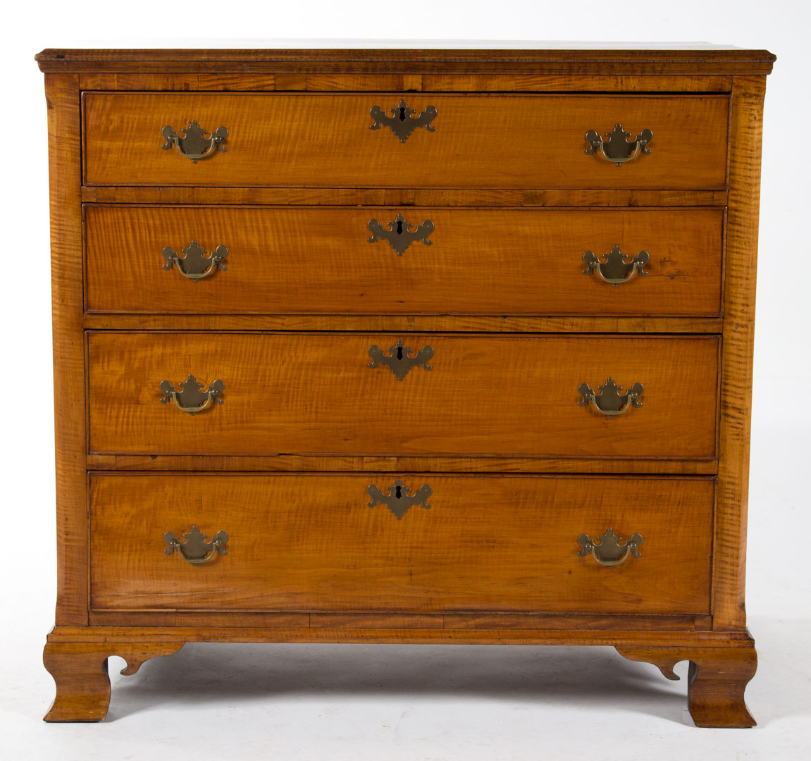 Appraisal: American Chippendale tiger maple chest late th century top with