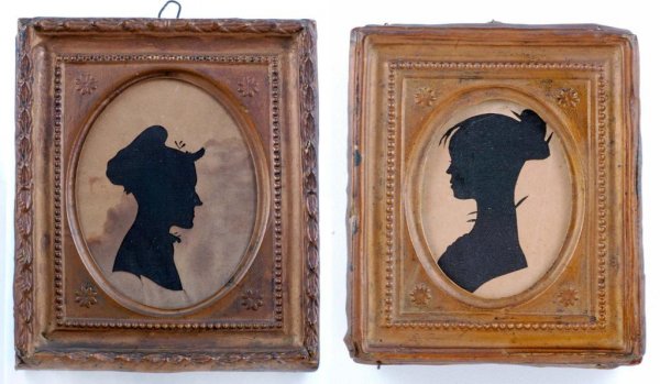 Appraisal: Two silhouette portraits of ladies attributed to William Chamberlain circa