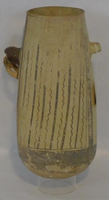 Appraisal: PRE-COLUMBIAN POTTERY CYLINDER VASE POSSIBLYMayan Said to be - AD