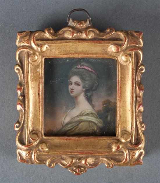 Appraisal: English School th century Miniature portrait of a beauty in