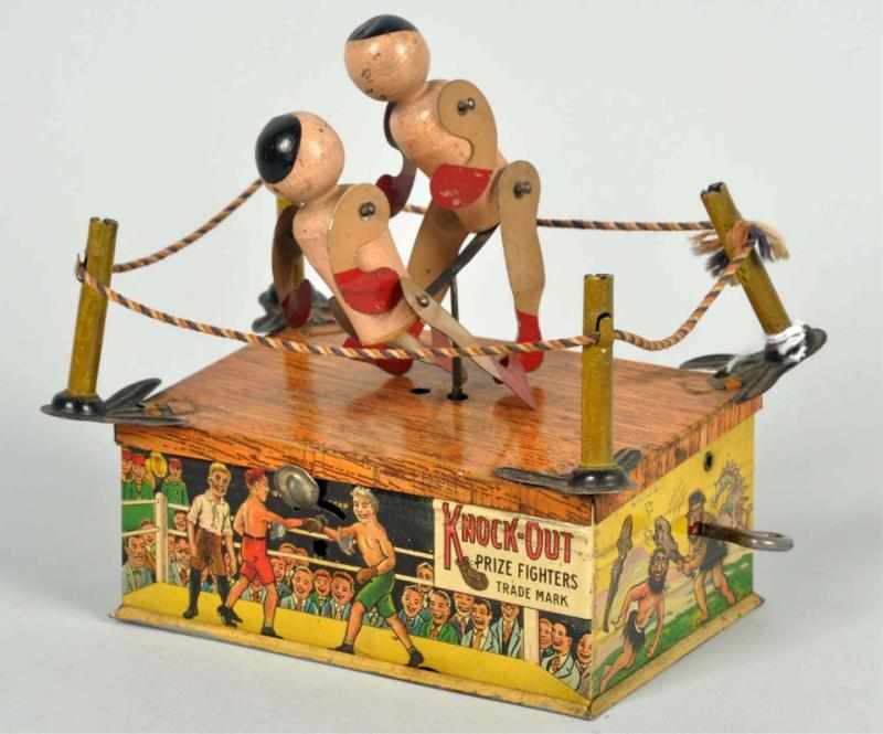 Appraisal: Tin Litho Strauss Knock-Out Boxing Wind-Up Toy American Working Earlier