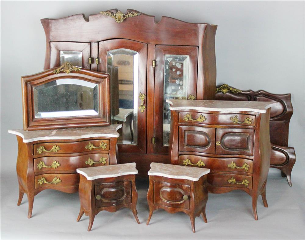 Appraisal: SIX PIECE SUITE OF FRENCH CHERRY DOLL HOUSE FURNITURE WITH