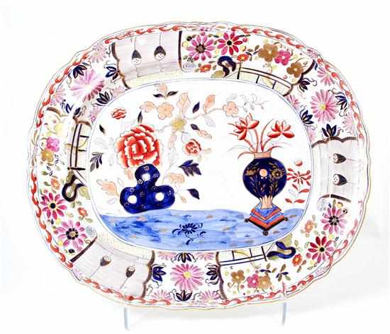 Appraisal: Massive Mason's ironstone platter th century Imari pattern marked on