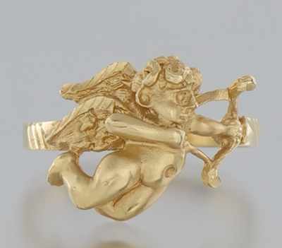 Appraisal: A Ladies' Gold Cupid Design Ring k yellow gold ring