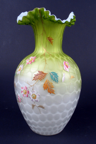 Appraisal: ART GLASS VASE attributed to Thomas Webb Hand enameled satin