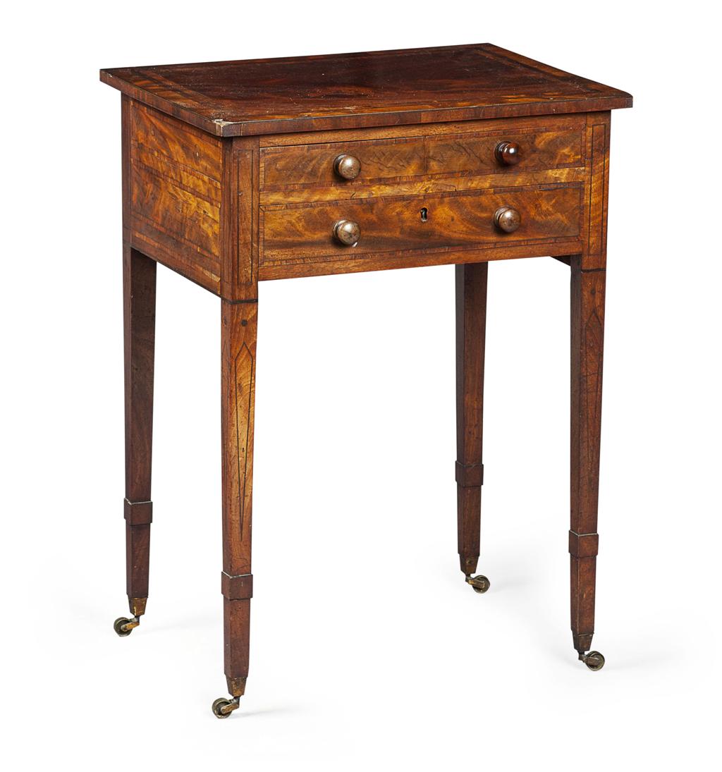 Appraisal: LATE GEORGE III MAHOGANY WORK TABLE EARLY TH CENTURY the