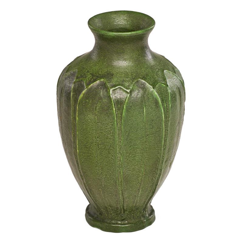 Appraisal: GRUEBY Fine vase with leaves Condition Report Excellent condition minor