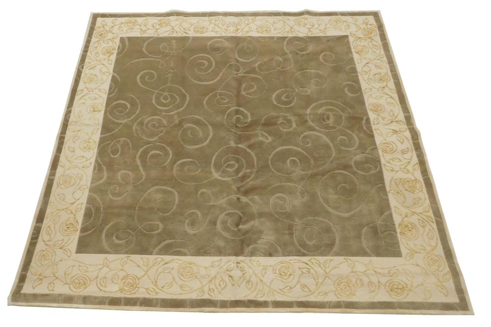 Appraisal: RUG Modern Transitional ' x ' handmade wool cream light