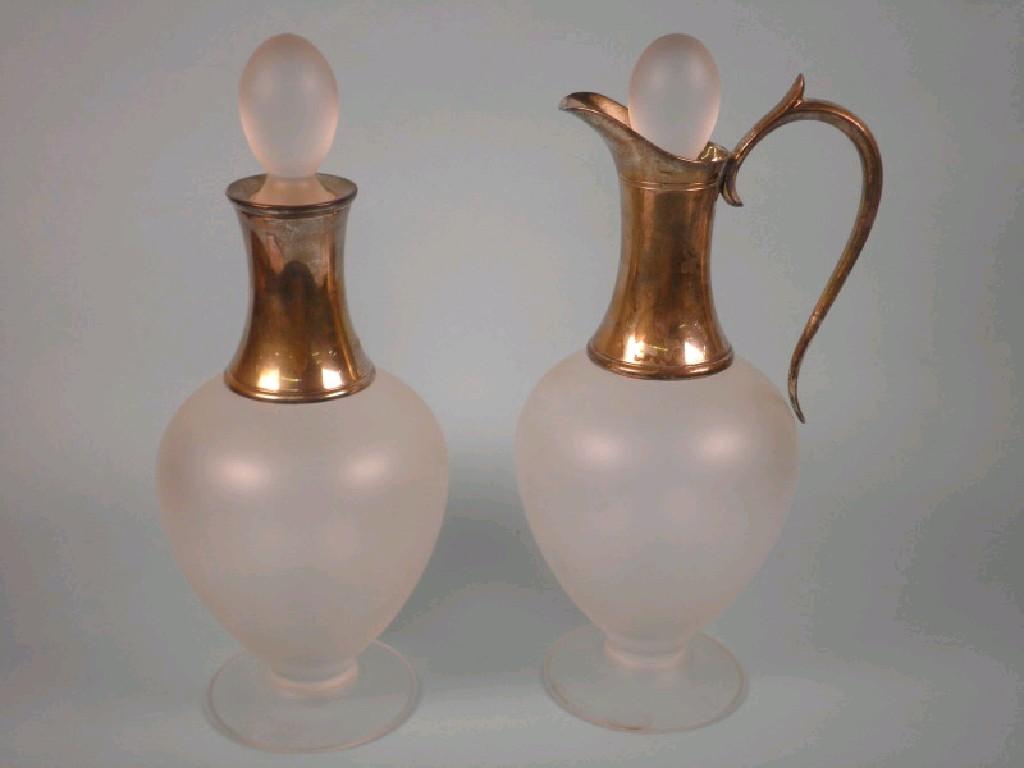 Appraisal: A pair of J A Campbell modern frosted glass and