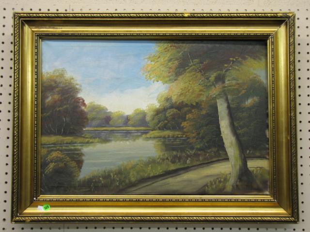 Appraisal: H Christiansen x Oil on Canvas Signed Lower Left Autumn